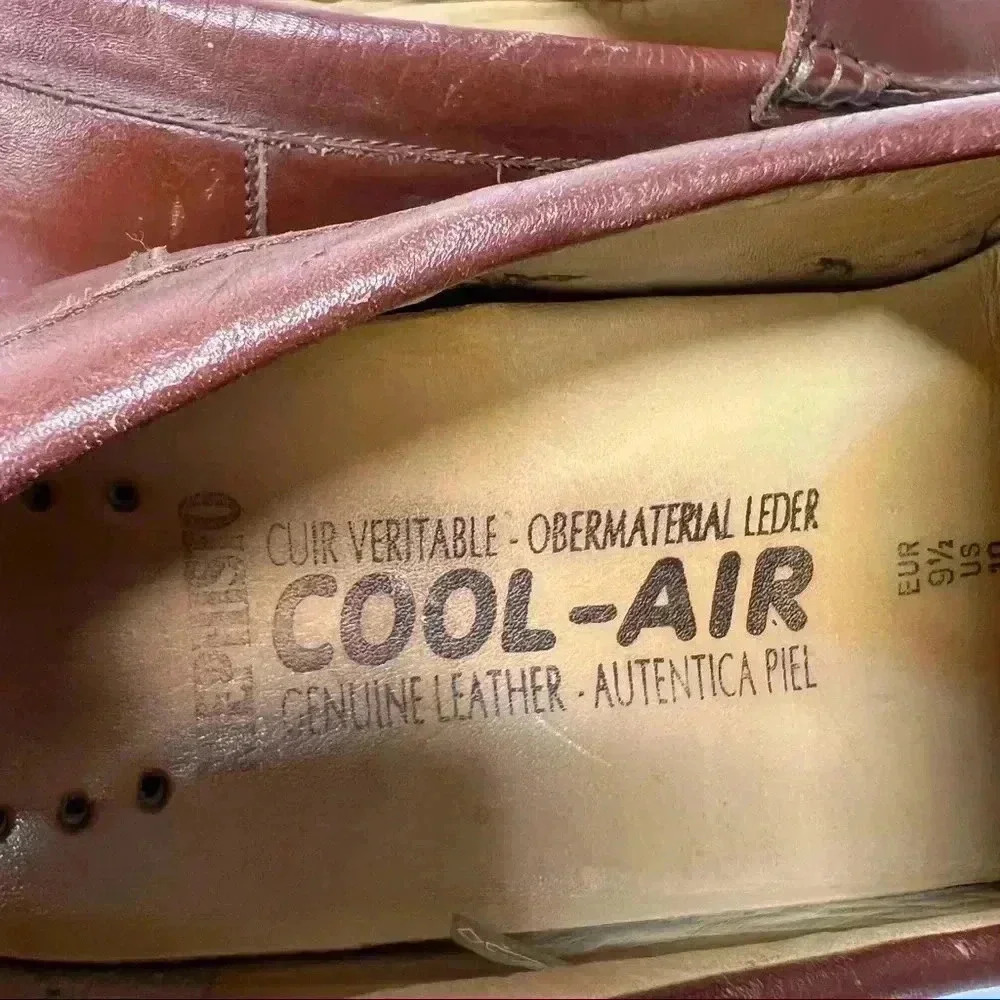 MEPHISTO  Leather Slip On Loafers Mens Sz 10 Brandy Moc. Toes Cool Air Comfort - Picture 13 of 14